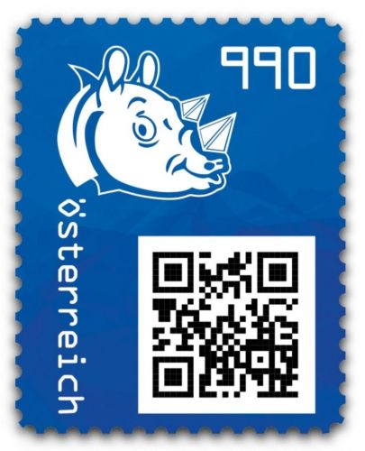 Österreich 2021 - Cryp stamp 3.1 - Rhino - BLAU / BLUE - 6-stellig