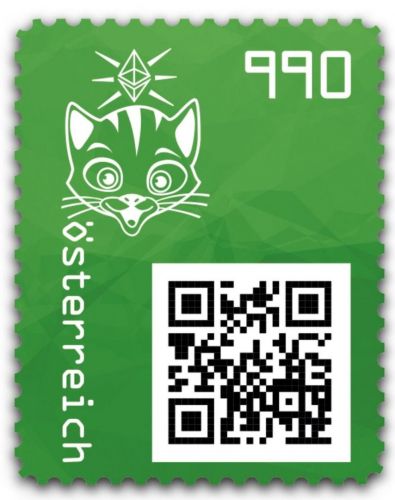 Österreich 2021 - Cryp stamp 3.1 - KATZE / CAT - GRÜN / GREEN - 6-stellig