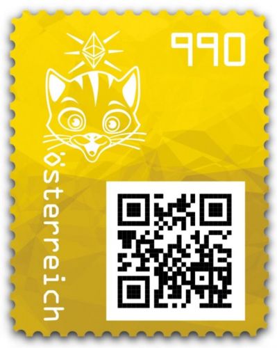 Österreich 2021 - Cryp stamp 3.1 - KATZE / CAT - GELB / YELLOW - 5-stellig