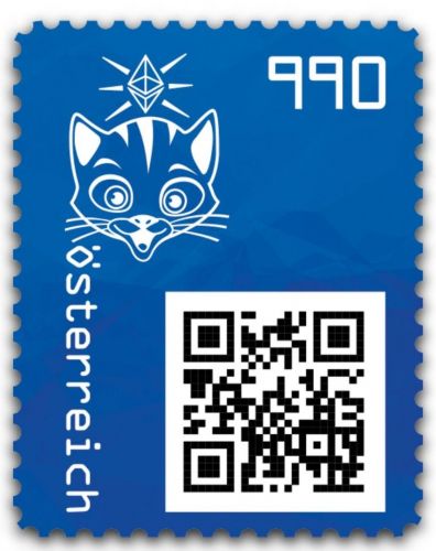 Österreich 2021 - Cryp stamp 3.1 - KATZE / CAT - BLAU / BLUE - 6-stellig