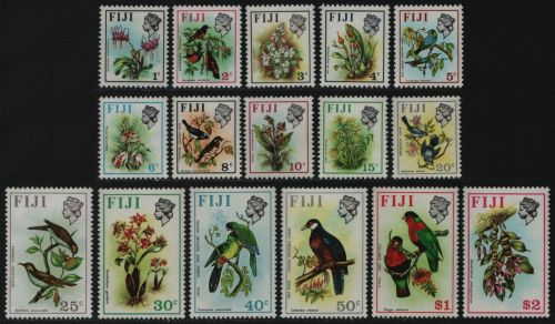 Fidschi 1971 - Mi-Nr. 276-291 X ** - MNH - Vögel, Blumen / Birds, Flowers (I)