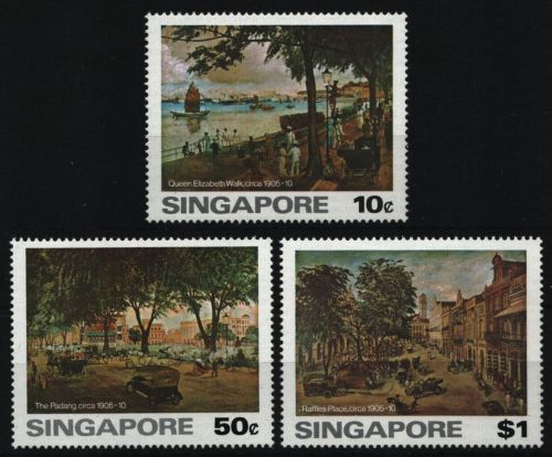 Singapur 1976 - Mi-Nr. 257-259 A ** - MNH - Gemälde Alt-Singapur