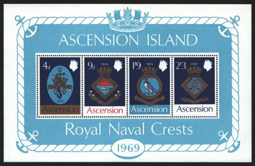 Ascension 1969 - Mi-Nr. Block 1 ** - MNH - Schiffswappen / Ship crests