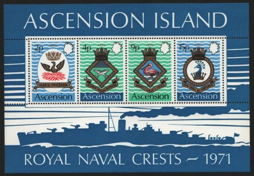 Ascension 1971 - Mi-Nr. Block 3 ** - MNH - Schiffswappen / Ship crests