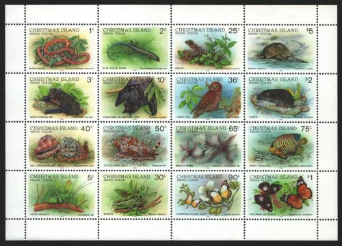 Weihnachtsinsel 1988 - Mi-Nr. 233-248 II ** - MNH - ZDR-Bogen - Fauna (II)