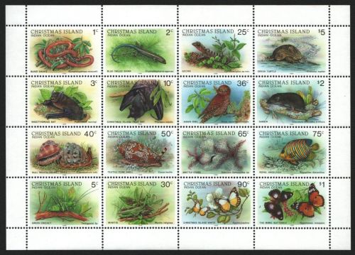 Weihnachtsinsel 1988 - Mi-Nr. 233-248 II ** - MNH - ZDR-Bogen - Fauna (III)