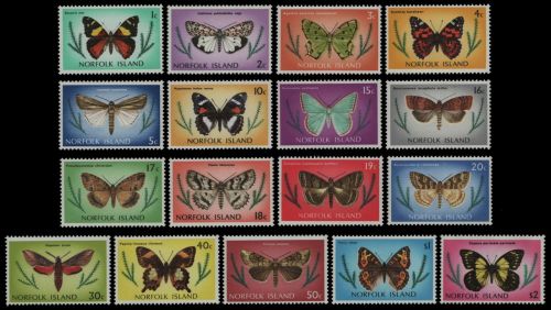 Norfolk-Insel 1976 - Mi-Nr. 184-200 ** - MNH - Schmetterlinge / Butterflies