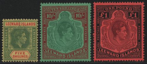Leeward-Inseln 1938 - Mi-Nr. 103, 104 & 105 ** - MNH - Höchstwerte aus Satz