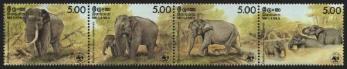 Sri Lanka 1986 - Mi-Nr. 753-756 ** - MNH - Streifen - Elefanten / Elephants