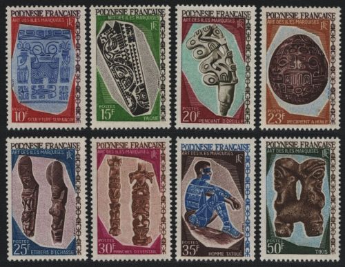 Franz. Polynesien 1967 - Mi-Nr. 73-80 ** - MNH - Kunst der Marquesas Inseln (3)