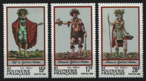 Franz. Polynesien 1983 - Mi-Nr. 381-383 ** - MNH - Trachten / Costumes