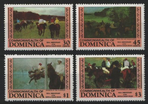 Dominica 1984 - Mi-Nr. 873-876 ** - MNH - Pferde / Horses - Gemälde / Paintings