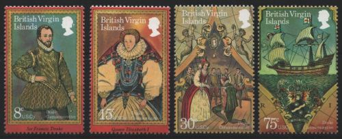 Jungferninseln 1980 - Mi-Nr. 393-396 ** - MNH - Schiffe / Ships - Drake