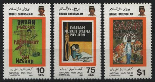Brunei 1987 - Mi-Nr. 352-354 ** - MNH - Anti-Drogen