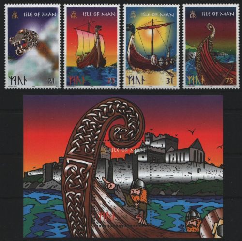 Isle of Man 1998 - Mi-Nr. 753-756 & Block 32 ** - MNH - Wikingerboot