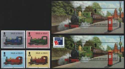 Isle of Man 1998 - Mi-Nr. 763-766 & Block 33 & 33 I ** - MNH - Eisenbahn / Train