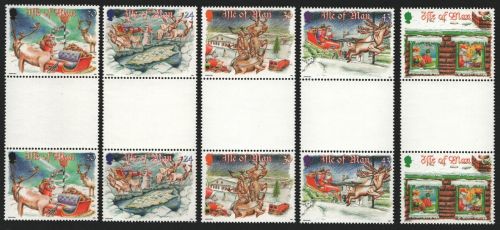 Isle of Man 1998 - Mi-Nr. 786-790 ** - MNH - Stegpaare - Weihnachten / X-mas