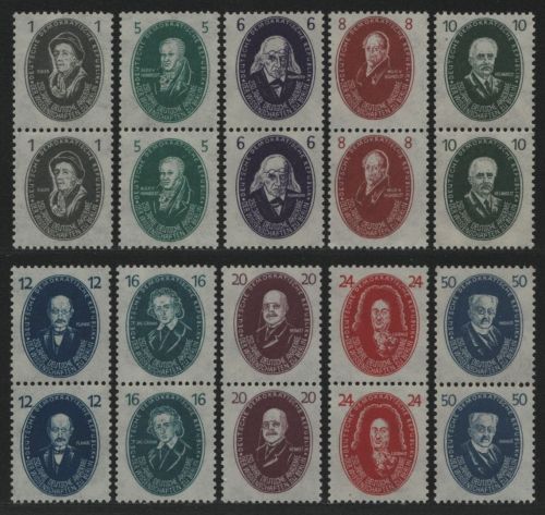 DDR 1950 - Mi-Nr. 261-270 ** - MNH - Paare - senkrecht