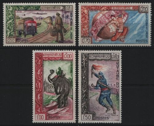 Laos 1962 - Mi-Nr. 124-127 A ** - MNH - Briefmarkenausstellung