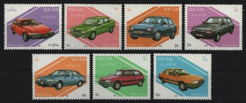 Laos 1987 - Mi-Nr. 1010-1016 ** - MNH - Autos / Cars