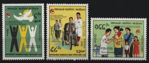 Laos 1988 - Mi-Nr. 1110-1112 ** - MNH - Rotes Kreuz / Red cross