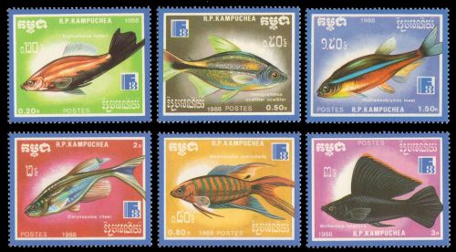 Kambodscha 1988 - Mi-Nr. 954-960 ** - MNH - Fische / Fish