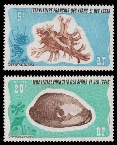Afar und Issa 1976 - Mi-Nr. 159-160 ** - MNH - Meeresschnecken / Marine snails