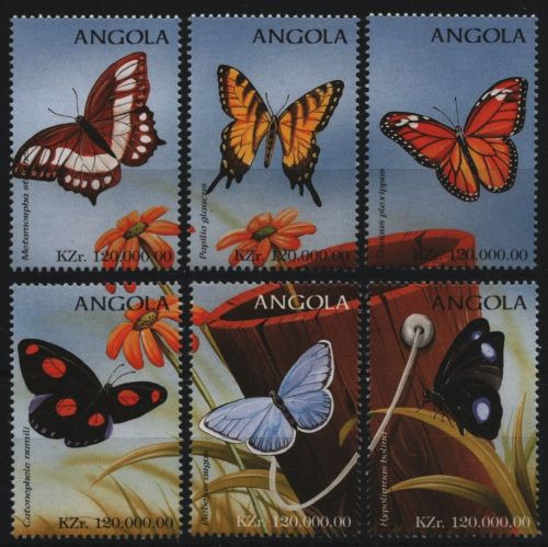 Angola 1998 - Mi-Nr. 1189-1194 ** - MNH - aus KLB - Schmetterlinge / Butterflies