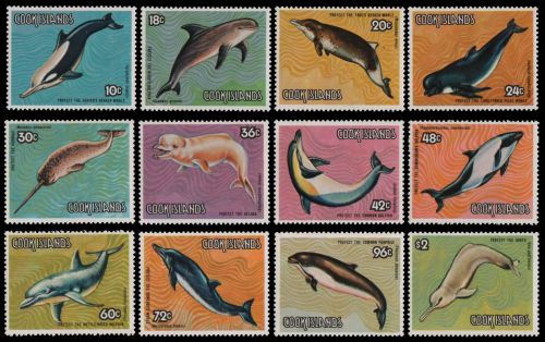 Cook-Inseln 1984 - Mi-Nr. 958-969 ** - MNH - Wale / Whales