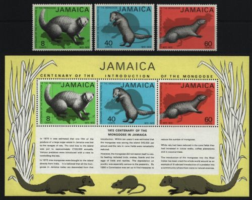 Jamaika 1973 - Mi-Nr. 366-368 & Block 4 ** - MNH - Wildtiere / Wild animals