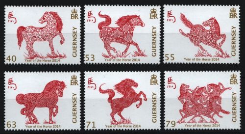 Guernsey 2014 - Mi-Nr. 1455-1460 ** - MNH - Jahr des Pferdes