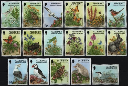 Alderney 1994 - Mi-Nr. 65-81 A ** - MNH - Fauna & Flora