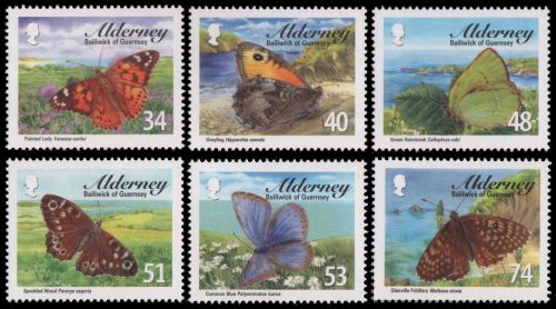 Alderney 2008 - Mi-Nr. 320-325 ** - MNH - Schmetterlinge / Butterflies