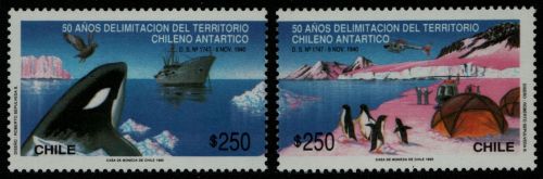 Chile 1990 - Mi-Nr. 1401-1402 ** - MNH - einzeln - Fauna Antarktis