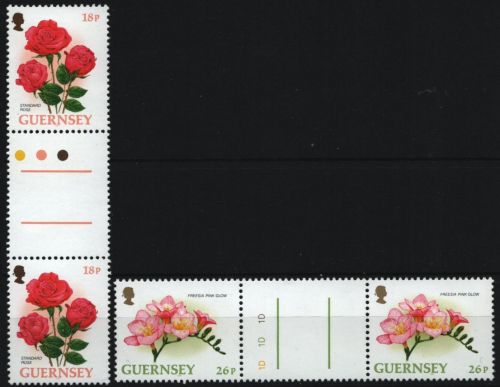 Guernsey 1997 - Mi-Nr. 727-728 A ** - MNH - Stegpaare - Blumen / Flowers
