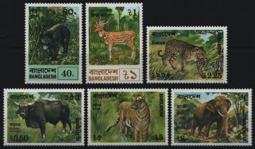 Bangladesch 1977 - Mi-Nr. 94-99 ** - MNH - Wildtiere / Wild animals