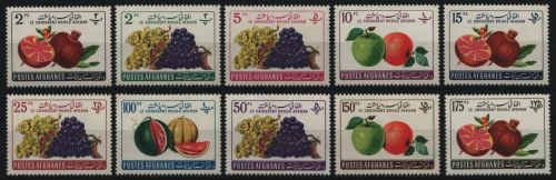 Afghanistan 1961 - Mi-Nr. 565-574 ** - MNH - Früchte / Fruits