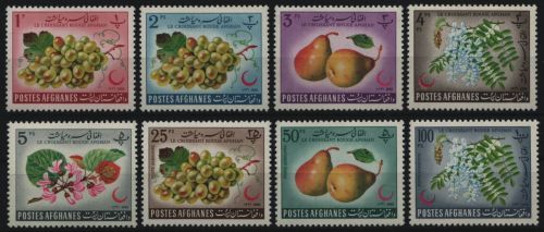 Afghanistan 1962 - Mi-Nr. 685-694 ** - MNH - Früchte / Fruits - Roter Halbmond