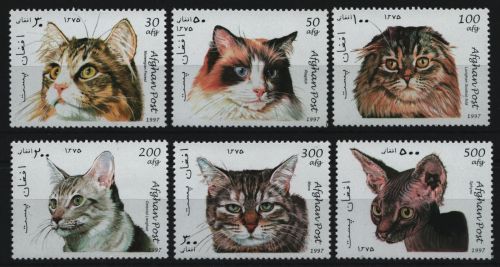 Afghanistan 1997 - Mi-Nr. 1726-1731 ** - MNH - Katzen / Cats