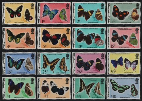 Belize 1974 - Mi-Nr. 330-345 ** - MNH - Schmetterlinge / Butterflies (II)