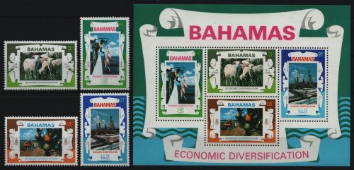Bahamas 1975 - Mi-Nr. 382-385 & Block 14 ** - MNH - Wirtschaft