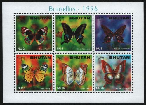 Bhutan 1996 - Mi-Nr. 1606-1611 ** - MNH - Schmetterlinge / Butterflies