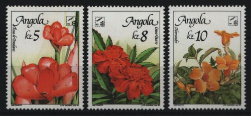 Angola 1990 - Mi-Nr. 803-805 ** - MNH - Blumen / Flowers