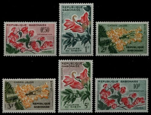 Gabun 1961 - Mi-Nr. 160-165 ** - MNH - Blüten / Blossoms