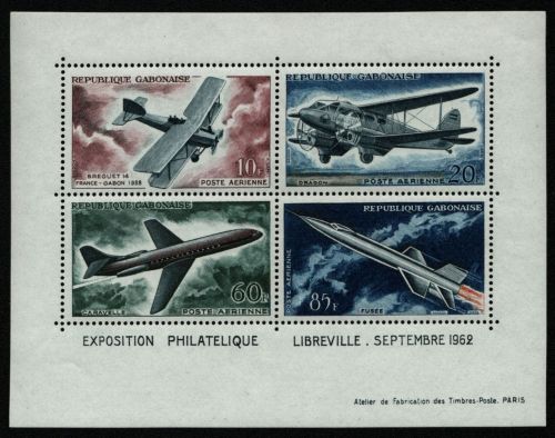 Gabun 1962 - Mi-Nr. Block 1 ** - MNH - Flugzeuge / Airplanes