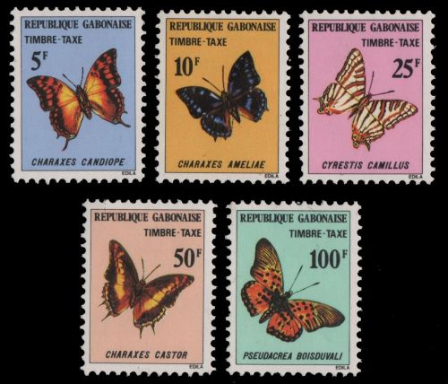 Gabun - Porto 1978 - Mi-Nr. 46-50 ** - MNH - Schmetterlinge / Butterflies