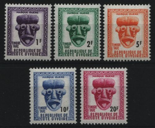 Elfenbeinküste - Porto 1960 - Mi-Nr. 19-23 ** - MNH - Masken / Masks