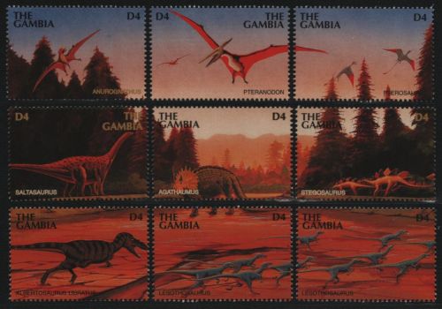 Gambia 1997 - Mi-Nr. 2813-2821 ** - MNH - aus KLB - Prähistorische Tiere