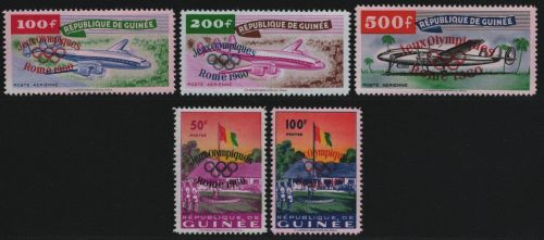 Guinea 1960 - Mi-Nr. 49-53 ** - MNH - Olympia Rom (I)