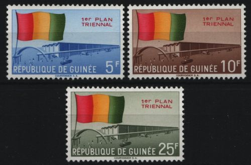 Guinea 1961 - Mi-Nr. 77-79 ** - MNH - 3 Jahre Unabhängigkeit